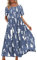 YESNO Damen Kleider Freizeit Lose Sommerkleid Lang Boho Maxikleid für Rundhals Strandkleid Blumenkleid XL EJFDE CR147