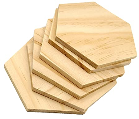 MILISTEN 25 Stück unlackierte Holzstücke sechseckige Holzform Holz sechseckige Ausschnitte Formen unlackiertes Holz Ornament für DIY Kunst Handwerk Ornamente Dekoration, 9 cm