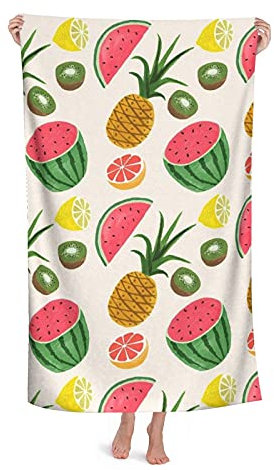 Strandtuch Tropical Fruits Printed Adult Travel Microfiber Großes Badetuch Weiche Saugfähige Stranddecke 80X130CM