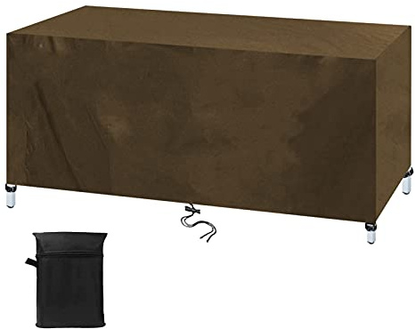 Garden Furniture Covers 300x100x75cm Brown Patio Rattan Furniture Protective Cover, Garden Table Cover Outdoor Waterproof, 420D Oxford Fabric UV Resistant Furniture Set Covers for Table Chair Sofa