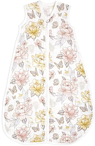 aden + anais™ Schlafsack, 1,0 TOG Wert, tragbare Decke für Babys, Bunte Muster für Mädchen & Jungen, Schlafsack für Neugeborene aus 100% Bio-Baumwoll-Musselin, Earthly (18-36 Monate)