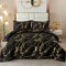 WONGS BEDDING Black Gold Metallic Marble Comforter Set King Foil Print Glitter Bedding Sets with 2 Pillowcases for All Seasons, Soft Microfiber Filling Bedding Duvet Set 103x90