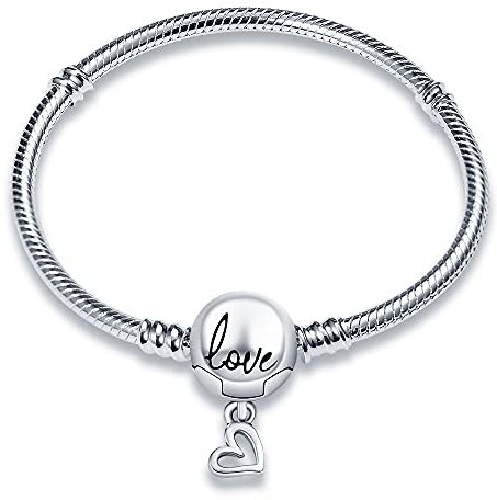 KUNSIR Moments 925 Sterling Silver Snake Chain Bracelets fit Pandora & European Bracelets Charms Bead Silver Bracelet for Women