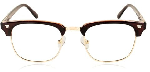 iB-iP Damen Retro Halbrand Klassische Mode Klare Linse Brillen, Größe: Einheitsgröße, Braun