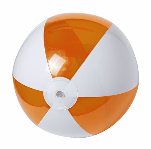 ANTEVIA - Ballon de plage gonflable translucide ø28cm | PLUS DE 10 MODÈLES | Volley Jeux Enfant Piscine | Matière : PVC |Couleur : Orange (Zeusty Orange)