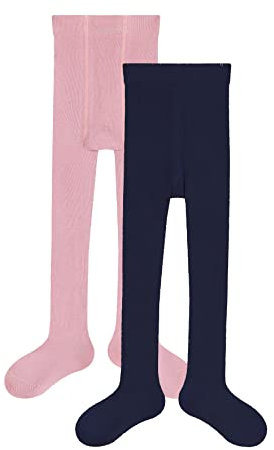 Camano Unisex Kinder Online Children Organic Cotton Ca-soft Tights 2er Pack Socken, navy + fuchsia, 62 EU