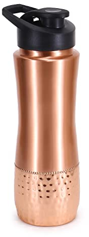 Zap Impex Traveller Bouteille d'eau en cuivre | Gourde pour adulte Salle de gym Bureau | Bouteille en cuivre pur avec sipper, 750 ml