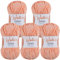 Wollidu Gina Chenille Garn zum Stricken und Häkeln 5 x 100g/120m Set 100% Polyester - Lachs