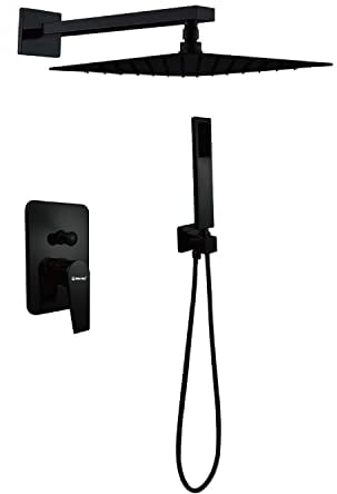 SOLVEX Set Doccia con Soffione e Doccetta,Kit Doccia da Incasso con Testa Quadrata 20 x 20 cm,per Bagno,SP-90110
