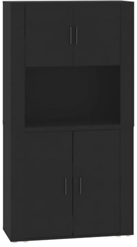 vidaXL Highboard, Sideboard mit viel Stauraum, Mehrzweckschrank Aktenschrank Wandmontage, Kommode Schrank für Wohnzimmer, Modern, Schwarz Holzwerkstoff