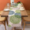 Tischläufer Grün Modern Frühling Sommer Tischläufer Blaue Graue Dahlie Blumen Boho Leinen Küche Esstisch Dekor Tischdecke für Urlaub Partys Café Garten Dekoration 40x140cm