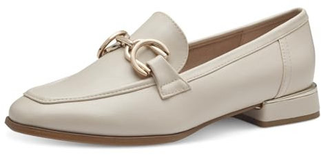 MARCO TOZZI Damen Loafer mit Absatz Elegant Vegan, Beige (Cream), 37 EU