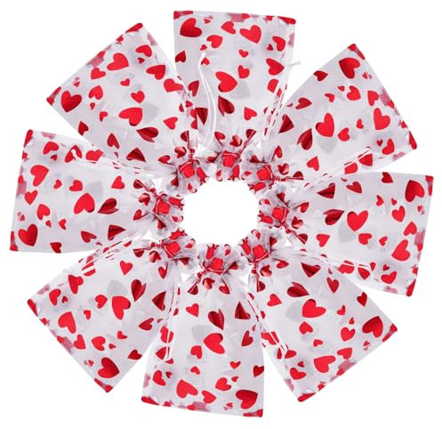 choyaxo 50 Stück rote Organzabeutel mit Kordelzug für Valentinstag, Muttertag, Weihnachten, Hochzeit, Muttertag, Geburtstag (12,7 x 17,8 cm)