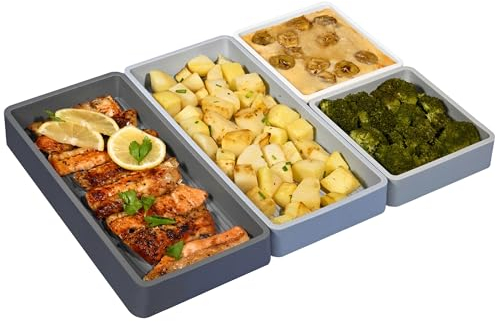 Sandunes Sheet Pan Dividers for Easy Cooking & Meal Prep | Oven, Microwave, Air Fryer, & Freezer-Safe | 4 Nonstick Silicone Baking Trays | BPA-Free Reusable Bakeware Set, SD-001