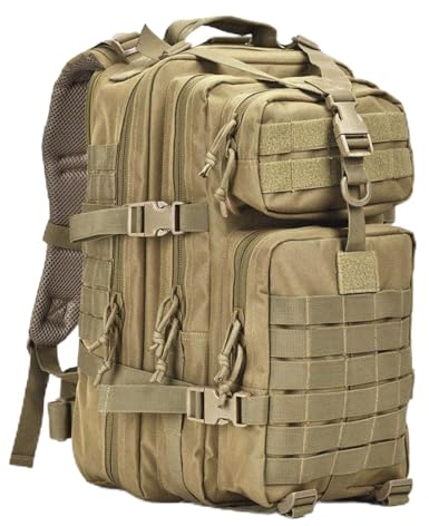 aiGear 45L Taktischer Rucksack/Militär Rucksack | Wasserdichter Große Kapazität | für Männer Frauen Outdoor Sport Trekking Wandern Reise Camping (Khaki)