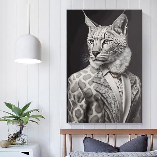 XJmoney Luchs-Porträt-Poster, dekoratives Gemälde, Leinwand, Wandposter und Kunstdruck, moderne Familienschlafzimmerdekoration, Poster, 20 x 30 cm