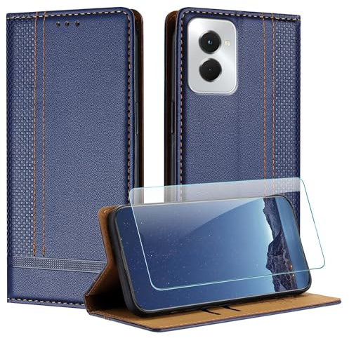 JayModCase Coque pour Motorola Moto G Power 5G 2024 + Protecteur d'écran, Etui à Rabat Pochette pour Moto G Power 5G 2024 avec [Fermeture Magnétique][Stand Fonction][Porte Cartes] - Bleu