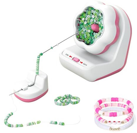 Les-Theresa Perlen Spinner Elektrisch, Bead Spinner Electric Clay Beads Spinner Elektrischer Perlendreher Perlenspinner Werkzeug mit 3 Nadeln und 1 Faden, Ideal für DIY Armbänder und Halsketten