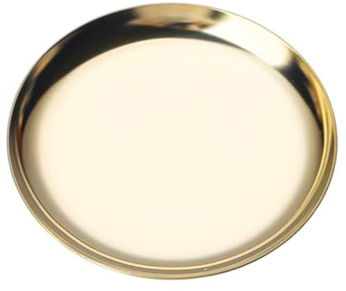 TRHDFW Mirror Tray Trinket Tray Jewelry Plate Round Mini Tray Earrings Rings Bracelet Organizer Tray (Gold, 10 * 10cm)