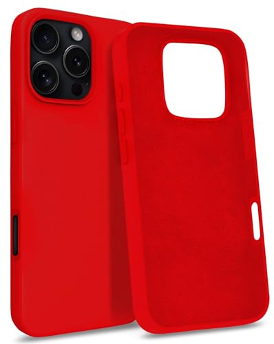 MyGadget Hülle für iPhone 16 Pro Max - Gummierte Handyhülle - [ 3 Layer Struktur ] Schutzhülle mit Soft Inlay & Hardcase Cover außen Rot