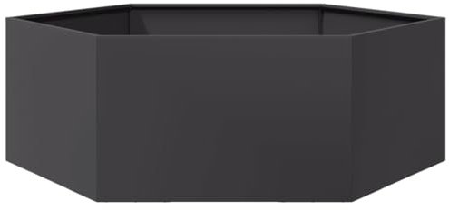 vidaXL Jardinière Noir hexagone 138x120x45 cm Acier, jardinière de Fleurs, jardinière de Patio, jardinière de Jardin, jardinière d'extérieur
