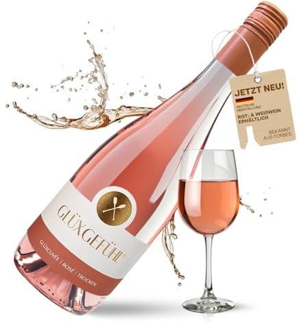 GlüxGefühl Rose Wein Trocken - Deutscher Roséwein Trocken aus Bad-Sobernheim - Cuvée Red Wine - Hochwertiger & Authentischer Rosewein Trocken - Rosé Wein Geburtstagsgeschenk für Frauen & Männer