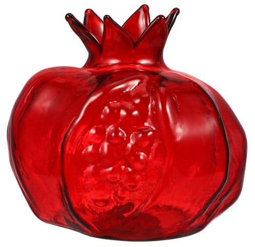 HAWILLOSCH Pomegranate Vase Pomegranate Glass Vase Fake Flowers Illuminated Fresh Bouquets Vase Extra Large Plant Pots Outdoor Arrangement Hyacinth Bulb Vase Pomegranate Shape Vase Red