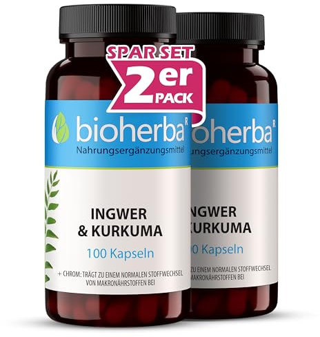200 Kurkuma Kapseln mit Ingwer und Chrom zur Aufrechterhaltung eines normalen Blutzuckerspiegels hochdosiert von BIOHERBA PZN 17192073