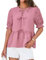 GRACE KARIN Chemisier Femme Été Manches Courtes Col Rond Tunique Bureau Rose L