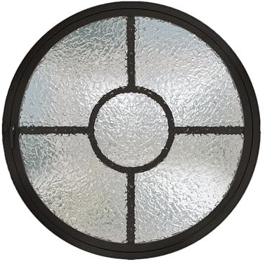 Fenster mit Eisenrahmen, um 360° drehbares Fenster, bündig montiertes rundes Glasfenster, Größe, 5 mm verstärktes Glashausfenster for Spielhaus-Dachfenster(Black,31.2cm/80cm)