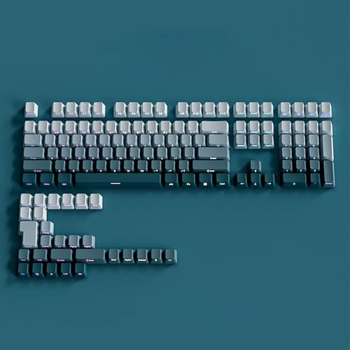 PBT-Tastenkappen – seitlich bedrucktes Tastenkappen-Set, Doubleshot Shine Through benutzerdefinierte Tastenkappen, Farbverlauf-Tastenkappen 130 Tasten für mechanische Tastaturen,Cyan Blue 2-OEM