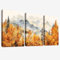3Pcs Cadre en Bois Impression sur Toile Aquarelle Forêt de Montagne d'automne Tableau Image sur Toile Forêt Brumeuse Orange Peinture Tableau Decoration Murale Salon Chambre Salle de Bain 30x40cm x3pcs