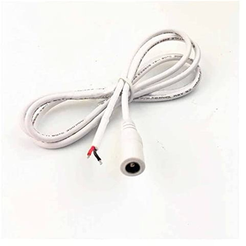 QSBVSO 1M 22AWG 0.3mm2 Bianco Femmina DC 2.1mm X 5.5mm Cavo di Alimentazione Trecce Presa Cablaggio for CC-TV Telecamera di Sicurezza