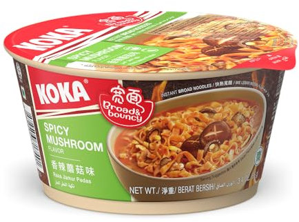 Koka Spicy Broad Noodles Spicy Mushroom Flavour 95g bowl