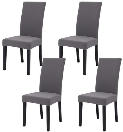 FRKOKRFA Stuhlhussen 4er Set Dehnbare Esszimmer Stuhlberzug, Abnehmbare Waschbar Stuhlübezug, Moderne Elastische Hussen für Haus, Hotel, Bankett, Partys Deko und Hochzeit (Grau)