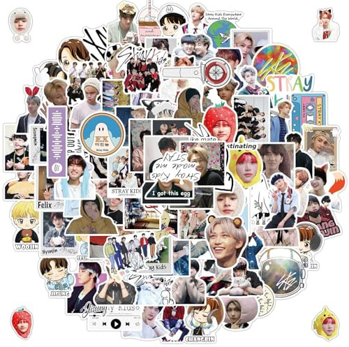 Stray Kids Sticker Set, 100 Stück Stray Kids Aufkleber, SKZ Kawaii Sticker, Kpop Stickers, Mini Fotoaufkleber, Perfekt für Fan-Geschenke, Laptops, Koffer, Wasserflaschen, FahrräDer