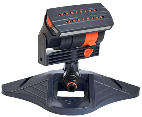 Mini irrigatore oscillante turbo, 16 ugelli, irrigatore da giardino con attacco rapido e base grande, 4 modalità, irrigatore per prato per irrigazione giardino, larghezza regolabile e portata