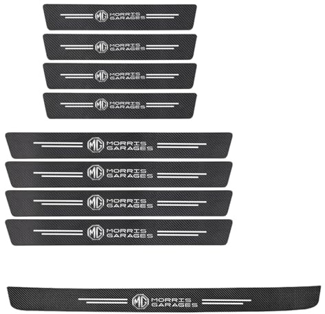 BUSDPL 9 Pcs Car Door Sill Protector Strips for MG ZS 2017-2023 2024, Kick Plates Welcome Pedal Scuff Plate Cover Carbon Anti Scratch Accessories