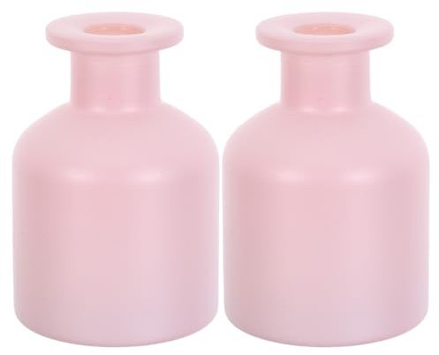 HOMSFOU Glass Diffuser Bottles: 2 Pcs Empty Reed Diffuser Container Refillable Aromatherapy Jars Replacement Bottles for Diy Home Fragrance & Essential Oils, 150ml/5oz (matte Pink)