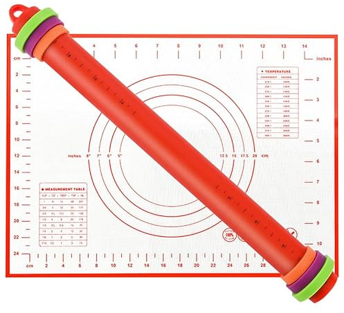 TOSUTO Rouleau à Pâtisserie Antiadhésif,Rouleau à Pâtisserie en Silicone - 30,5 cm,pâte à pizza,gâteaux,fondant, biscuits, avec tapis de cuisson (Gris)
