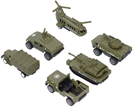 HUSHUI Set di Modelli di Veicoli Militari in Scala 1:64, Giocattoli Realistici da Tirare Indietro per Carri Armati e Camion per Bambini e Adulti, Lega Resistente e Plastica, varietà da 6 Pezzi (Un