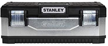 STANLEY Galvanised Toolbox with Heavy Duty Metal Latch, Portable Tote Tray for Tools and Small Parts, 23 inch, 1-95-619