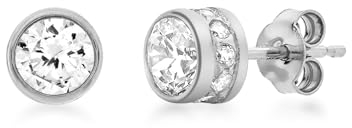CARISSIMA Damen kubic Zirkonia und Rubover Set Ohrstecker 9k(375) Weißgold 5mm