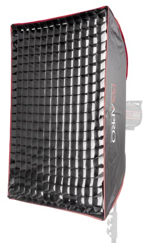 PIXAPRO 60x90cm 2x3ft Rectangular Easy & Quick Set Up Softbox Umbrella Opening Soft Box Honeycomb Diffuser Grid Softbox Studio Photo Lighting Lightbox - Portrait Product Photography Video (Bowens Fit)