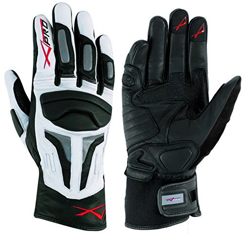 A-Pro Sommer Sport Leder Gepolsterte Handschuhe Roller Motorrad Bikers Weiss/Silber XL