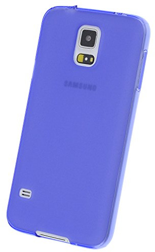 doupi PerfectFit Schutzhülle für Samsung Galaxy S5 (S5, S5 Duos, S5 Plus, S5 LTE, S5 Neo), Staubschutz eingebaut mit Staubstöpseln Matt Clear TPU Schale Softcase Cover, lila