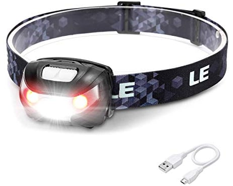 Lepro Linterna Frontal LED USB Recargable, Linterna Cabeza 5 Modos de Luz (Blanco y Rojo), Impermeable IPX4, Frontal LED Recargable para Pesca, Ciclismo, Running, Correr, Deporte Nocturno