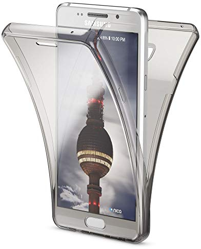 NALIA 360 Grad Handyhülle kompatibel mit Samsung Galaxy A3 2016, Full Cover Vorne & Hinten Rundum Doppel-Schutz Hülle, Dünnes Ganzkörper Silikon Case, Transparenter Displayschutz & Rückseite - Grau