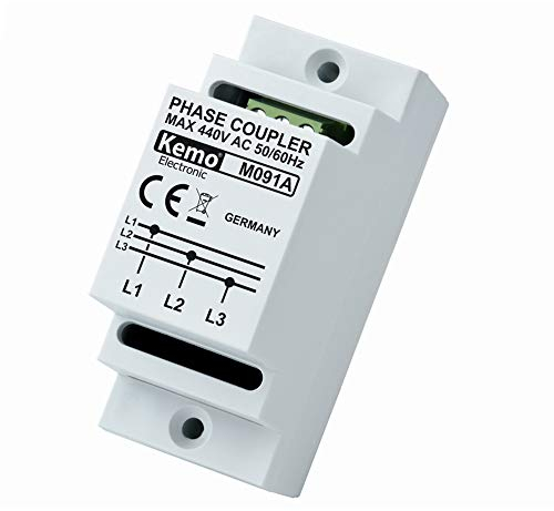 Kemo M091A Phasenkoppler für Powerline Produkte für Hutschienenmontage. Verbindet alle 3 hausinternen Netzphasen kapazitiv, für Übertragungsraten bis zu 650 Mbit