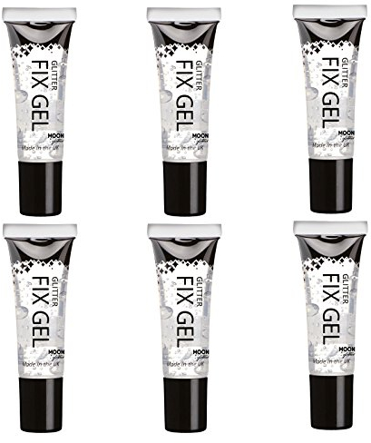 Glitzer Fix Gel von Moon Glitter - kosmetischer Glitzer Haftprimer für Gesicht und Körper. Für alle Glitzer einschließlich feinen, stückigen, holographischen, schillernden und bio - Set mit 6